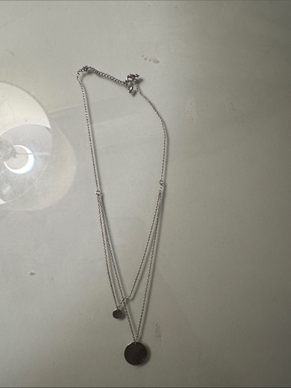 Minimalist Double-Layer Silver Disc Necklace